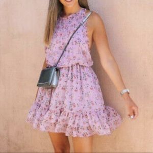 Zara Mini Dress Criss Cross Back Purple Floral Print Sleeveless Women’s Small